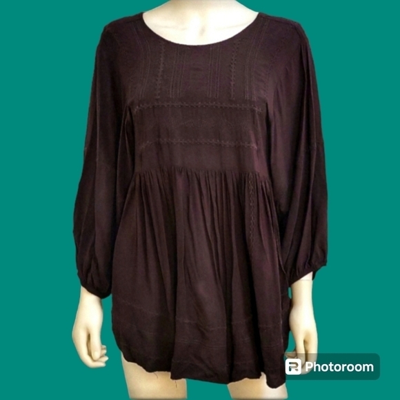 3/$30 Altar'd STATE Romantic Embroidered Peplum Peasant Criss Cross Blouse - Picture 1 of 11